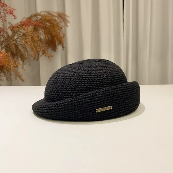 Béret d'été en Crochet fait à la main pour femmes, chapeau de peintre respirant à bord roulé ajouré,
