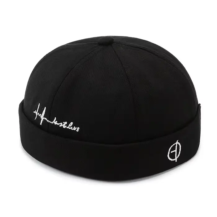 Hip Hop bleu Denim lavé coton propriétaire chapeau Docker casquette bord roulé sans bride marin chap