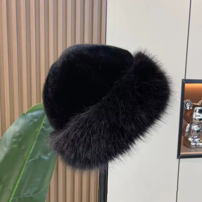 Chapeau bob en fausse fourrure de renard pour femme, bonnet d'hiver épais pour le ski, casquette Pan