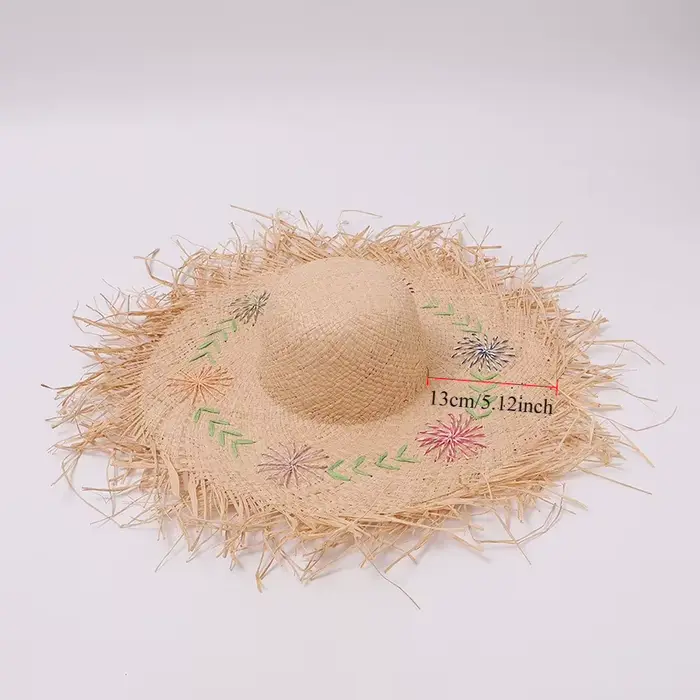 Chapeau de paille raphia pliable à larges bords pour femme