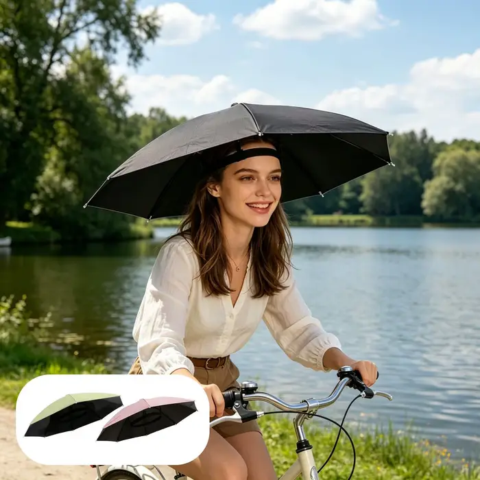 Chapeau Parapluie Pour Femme Imperméable Pliable et Réglable Protection Soleil et Pluie Occasions Spéciales Mode Plage Voyage