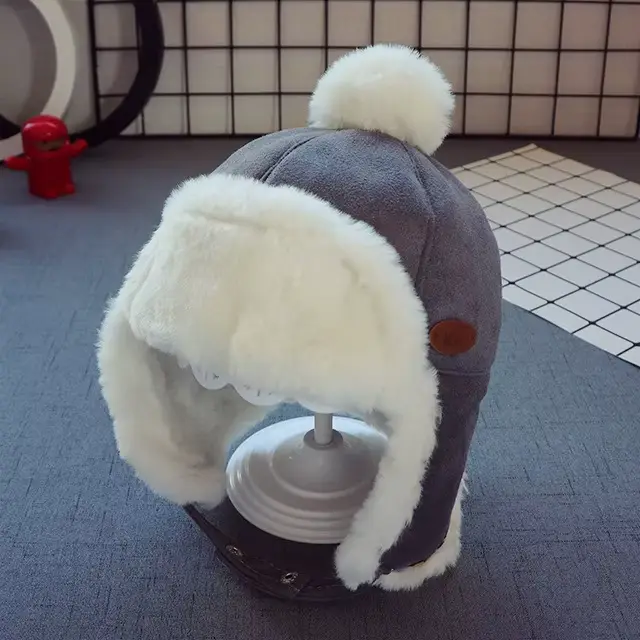 Enfants bonnets hiver bébé enfant tricoté chapeau enfants filles russe femme plus épais chaud casque