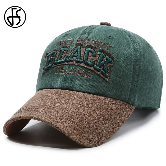 Casquette de baseball FS Green Brown Letter pour hommes