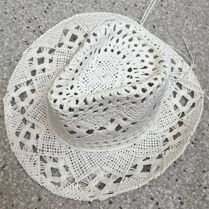 Chapeau Cirboy en paille de style bohème pour hommes et femmes, chapeau de soleil à larges bords, cl