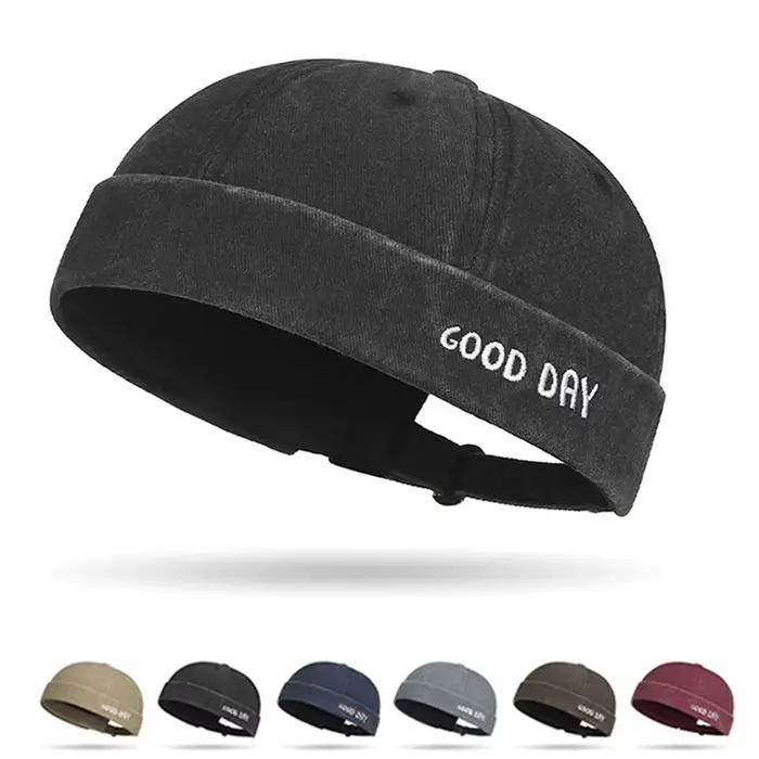 Casquette Docker Melon sans visière brodée de lettres style hip hop pour homme et femme toutes saisons adaptable facile à porter