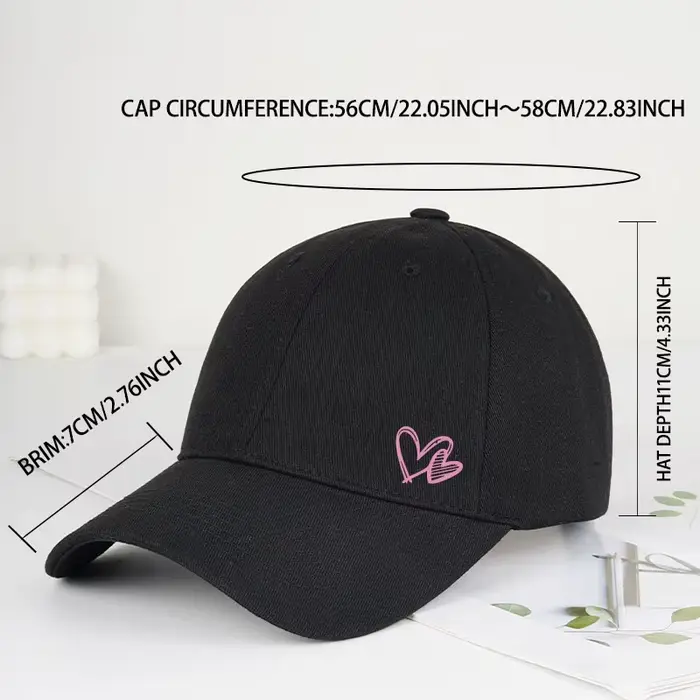 Casquette de baseball MLFO à double imprimé cœur rose