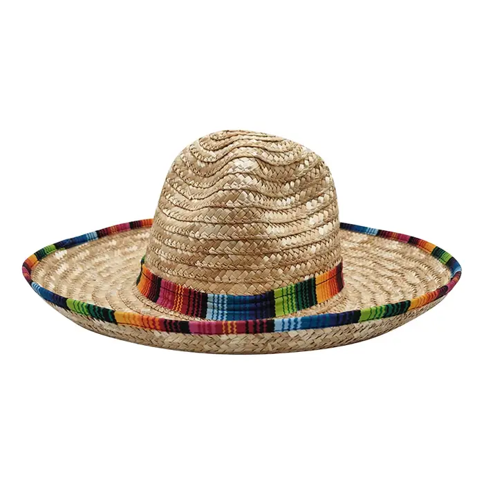 Chapeau Sombrero mexicain en paille tissé à large bord