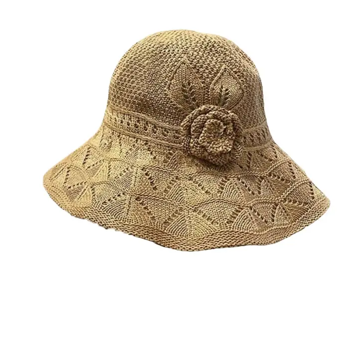 Chapeau de soleil élégant en paille style français, visière large pour la plage, protection solaire 