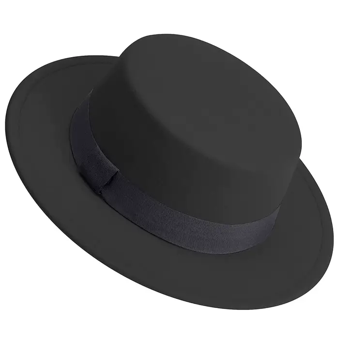 Chapeau Fedora à la mode, chapeau plat en feutre pour tarte au porc, casquette Derby d'église à larg
