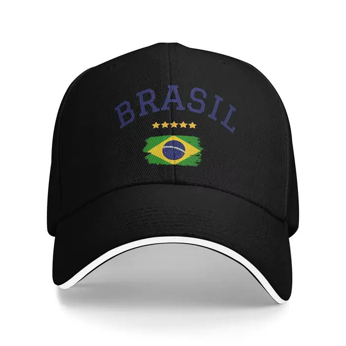 Casquette de baseball unisexe avec drapeau national du Brésil, casquette à fermeture à pression, cou