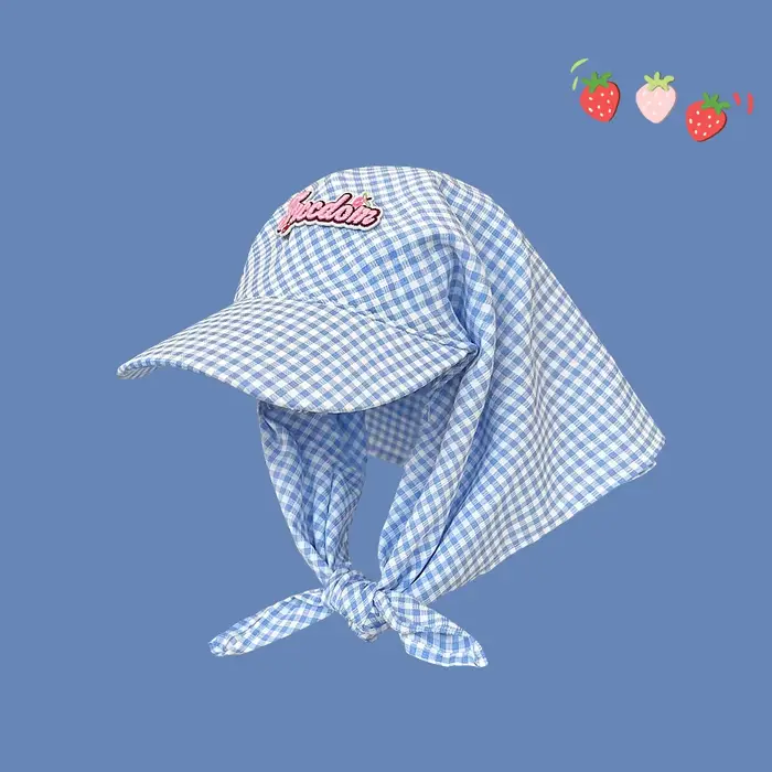 Chapeaux pare-soleil à carreaux pour femmes, Simple, doux, personnalité, mode, tendance, Style corée