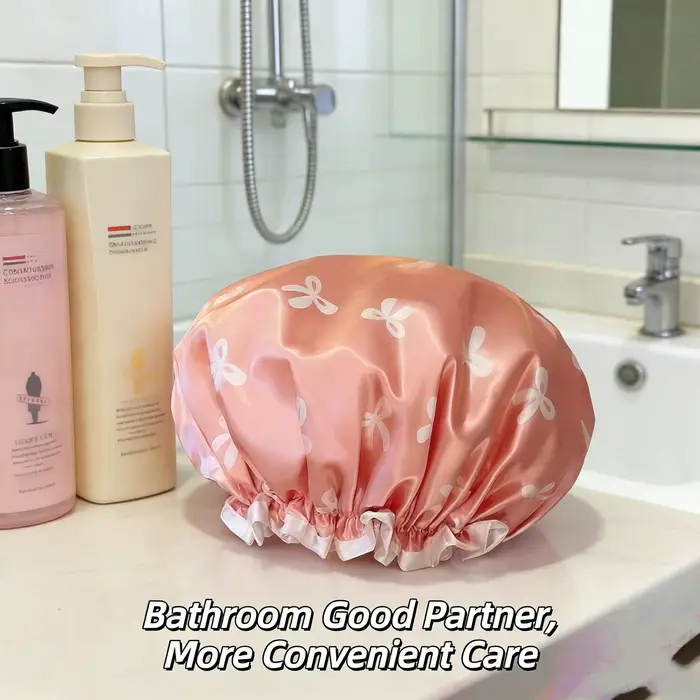 1 bonnet de douche double couche imperméable réutilisable imprimé pour femmes