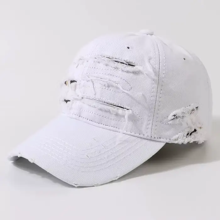 Nouveaux chapeaux de baseball à bords déchirés pour hommes et femmes, vieux casquettes à bord incurv