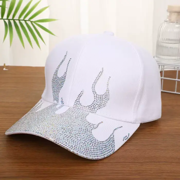 Casquette de baseball à strass – Chapeau tendance anti-UV avec détails en strass thermocollés