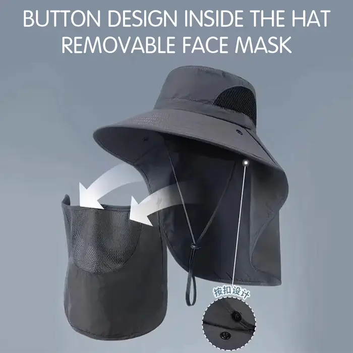 Chapeau de pêche en polyester avec protection solaire UV large bord pour homme et femme occasions plage randonnée voyage
