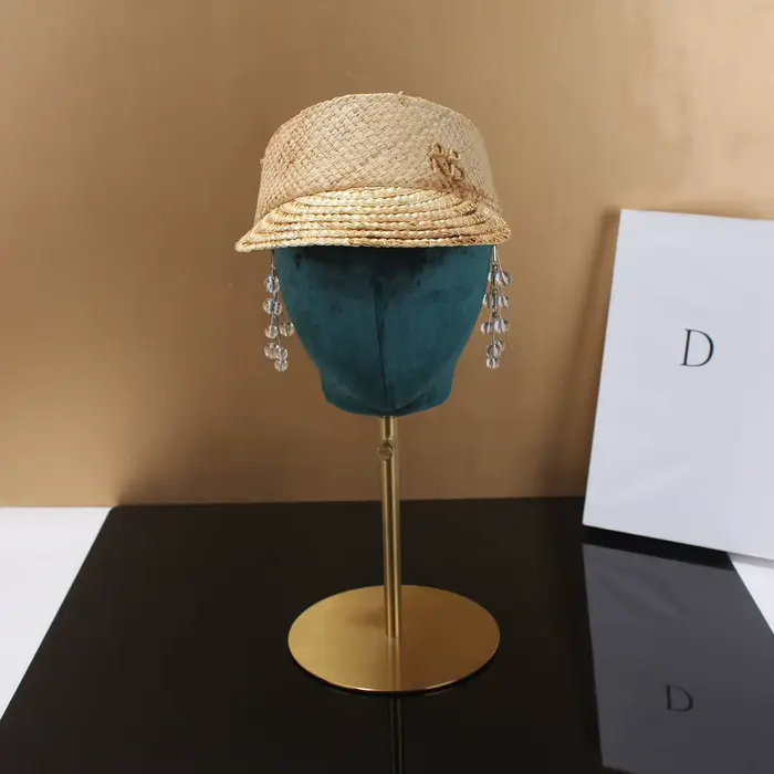 Chapeaux vintage en paille sans bord pour femmes, unisexes, respirants, ajustables et polyvalents, p