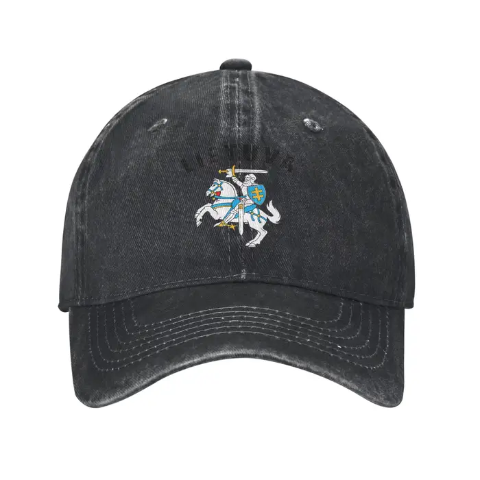 Casquette en tissu denim avec armoiries de Lituanie, casquette de baseball décontractée, chapeau rég