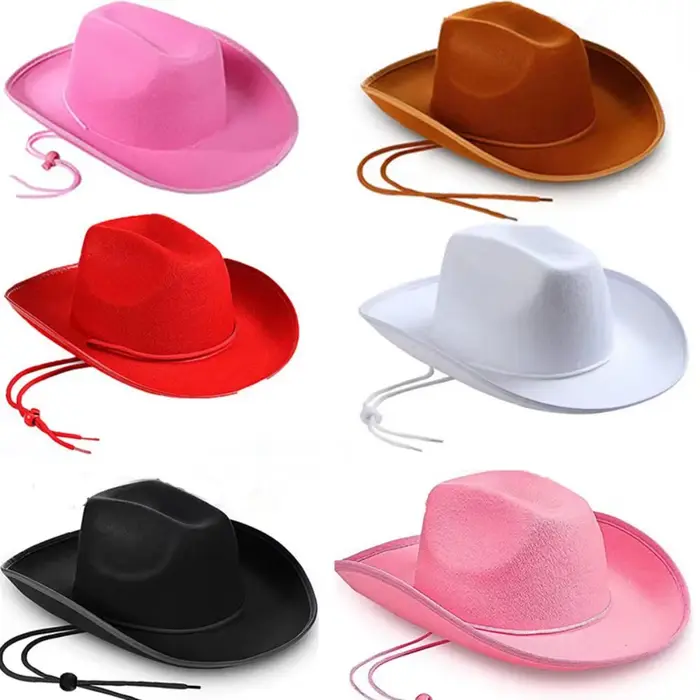 Chapeau de cowboy en feutre pour femme homme accessoire princesse enterrement vie de jeune fille costume cosplay performance toutes saisons polyvalent original