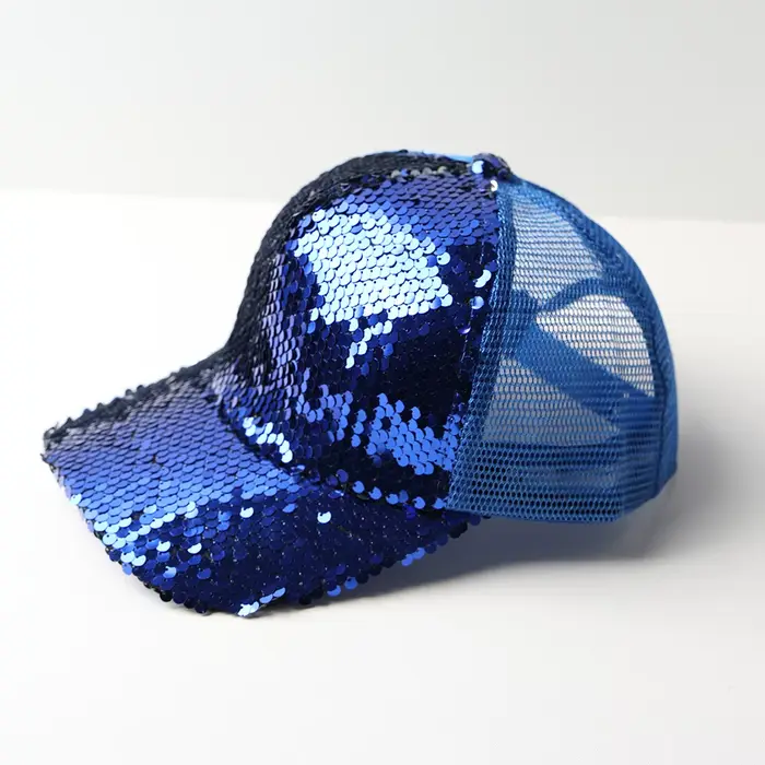 Casquette de baseball respirante en maille à paillettes pour femmes