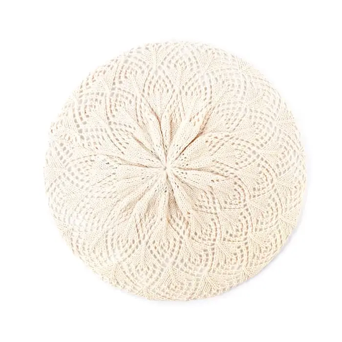Béret en tricot acrylique fin pour femme, bonnet d'artiste français uni, chapeau décontracté pour fe