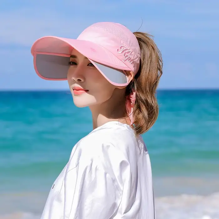 Chapeau de soleil d'été visière casquettes femme bord évolutif vide haut casquette de Baseball Prote