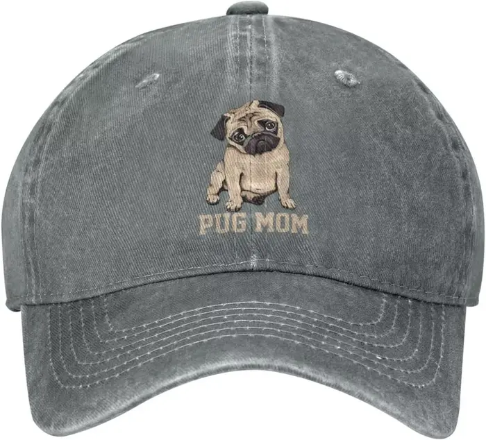 Pug Mom Dog Casquette de baseball en denim pour femme - Chapeau de camionneur pour femme - Unisexe