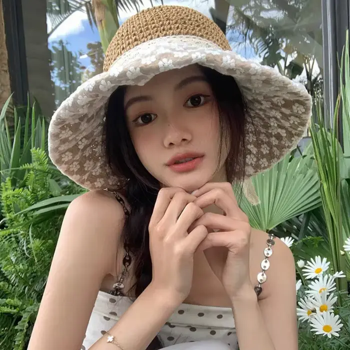 Chapeau de soleil à fleurs respirant pour femmes