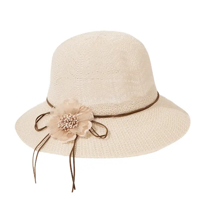 Chapeau de paille d'été Boho pour femmes, décor floral, seau à large bord, mode voyage plage vacance