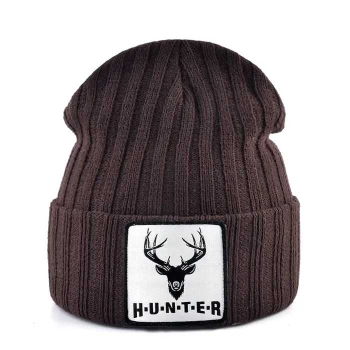 Bonnet Skullies tricoté avec Patch d'animaux pour hommes et femmes, chapeaux de Sport décontractés e