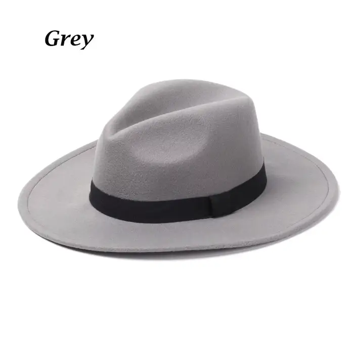 Chapeau Panama en laine à large bord vintage pour femmes et hommes, chapeau de jazz, chapeau de cowb