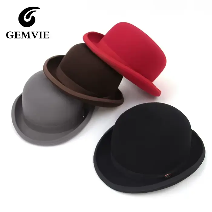 GEMVIE 100% laine feutre Derby chapeau pour hommes femmes fête formelle Fedora melon