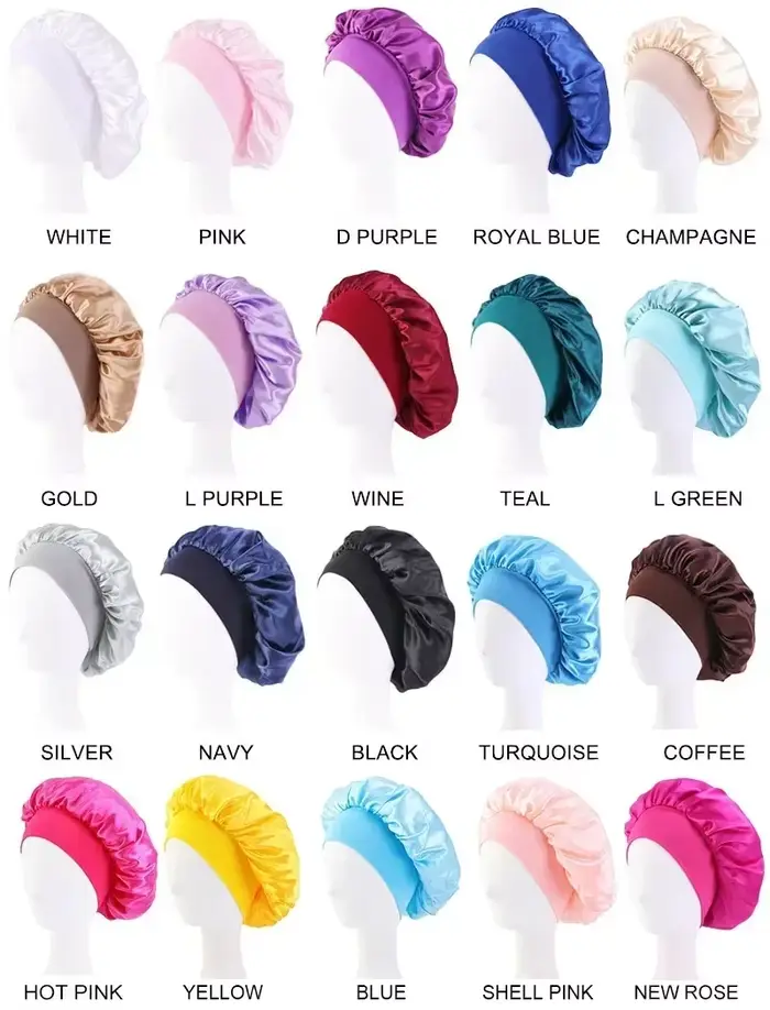 Bonnet de nuit en satin à larges bordures et bandeau en soie pour dormir, bonnet de douche pour cheveux solide et élégant en soie多种语言支持，但看起来生成的HTML代码和标题描述中存在一些格式和内容上的小问题，特别是关于HTML标签的使用以及描述的完整性。以下是经过调整的版本，以确保完全符合要求： ```html Transformez Votre Routine Matinale Avec Notre Bonnet de Nuit en Soie Imaginez