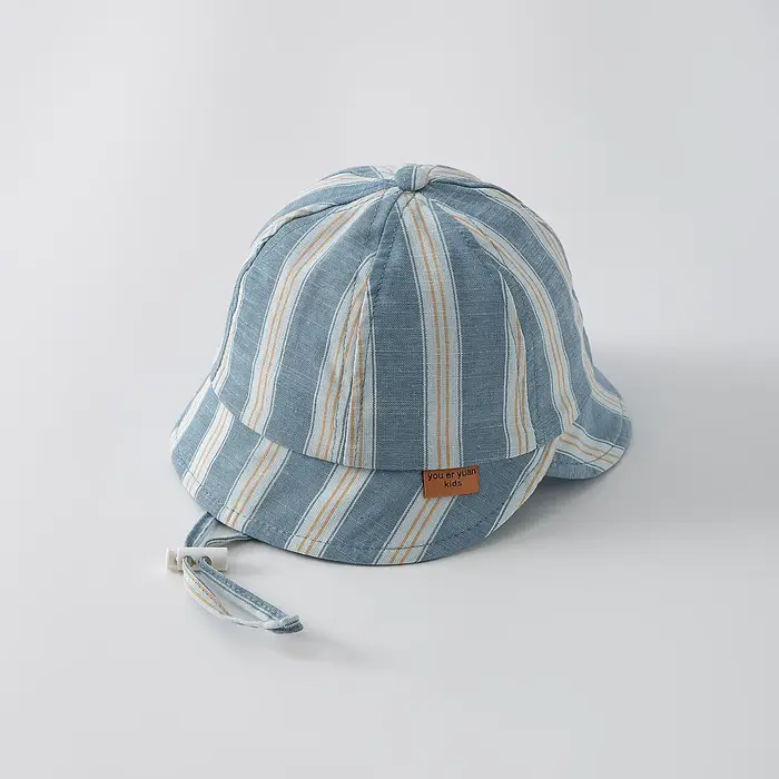 Chapeau pour bébé 46-48CM 6-24 mois Printemps-Été, chapeau bob rayé pour nouveau-né, protection sola
