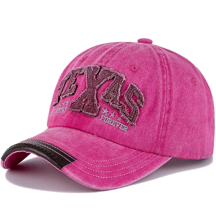 Casquette de baseball vintage unisexe avec broderie de la lettre TEXAS, en coton lavé, pour homme et