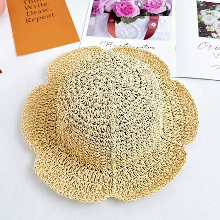 Chapeau seau à fleurs élégant pour femmes, chapeau de paille de soleil, été automne, casquettes de p