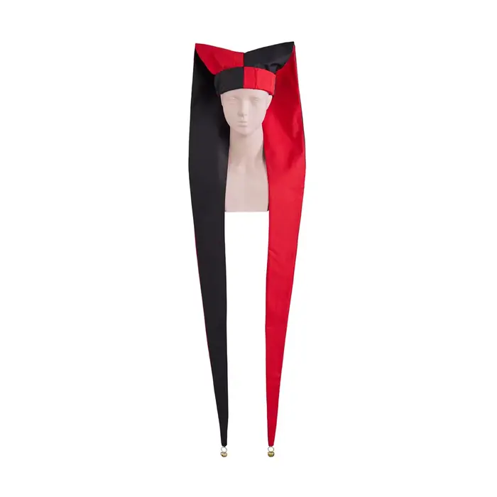 Hearlequin bouffon Cosplay cloches en or rouge et noir chapeau Long unisexe Halloween Clown Costume 