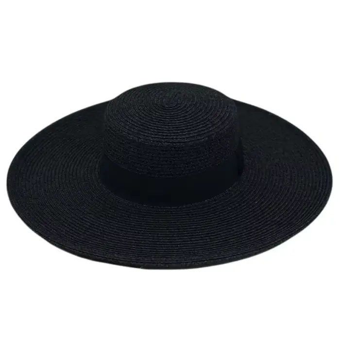 INS français noir grand bord haut-de-forme femme été chapeaux pour femmes ombre Resort plage soleil 