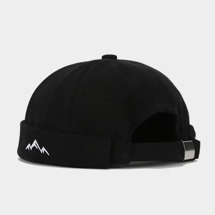 Casquette Docker Rétro Vintage Style Hip-Hop avec Broderie Montagne, Couleur Unie, pour l'Extérieur