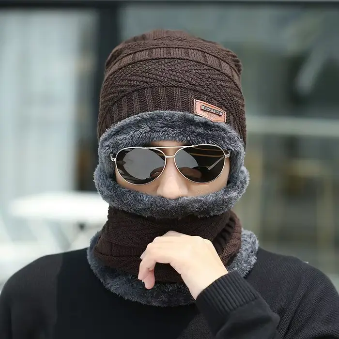 1 ensemble hiver chaud chapeau écharpe ensemble pour hommes femmes en plein air épaissi cyclisme cha