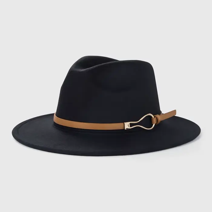 Chapeau Fedora noir pour hommes et femmes, automne hiver, chapeaux chauds en feutre, couleur unie, c
