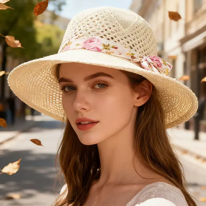 Chapeau de soleil pour femmes protection solaire style coréen élégant à large bord pour voyage et occasions spéciales