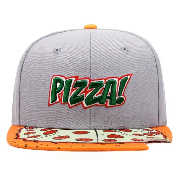 2025 Pizza broderie imprimé chapeau à bords plats hommes roman Hip Hop
