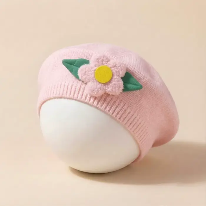 Nouveau béret fleuri pour bébé, doux et respirant, chapeau de style britannique pour filles, chapeau