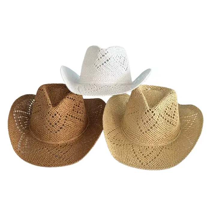 Chapeau de paille d'été Puloru unisexe pour femmes et hommes, chapeau de soleil sportif ajouré, multifonctionnel, protection solaire tout au long de l'année, extérieur, cowgirl occidental