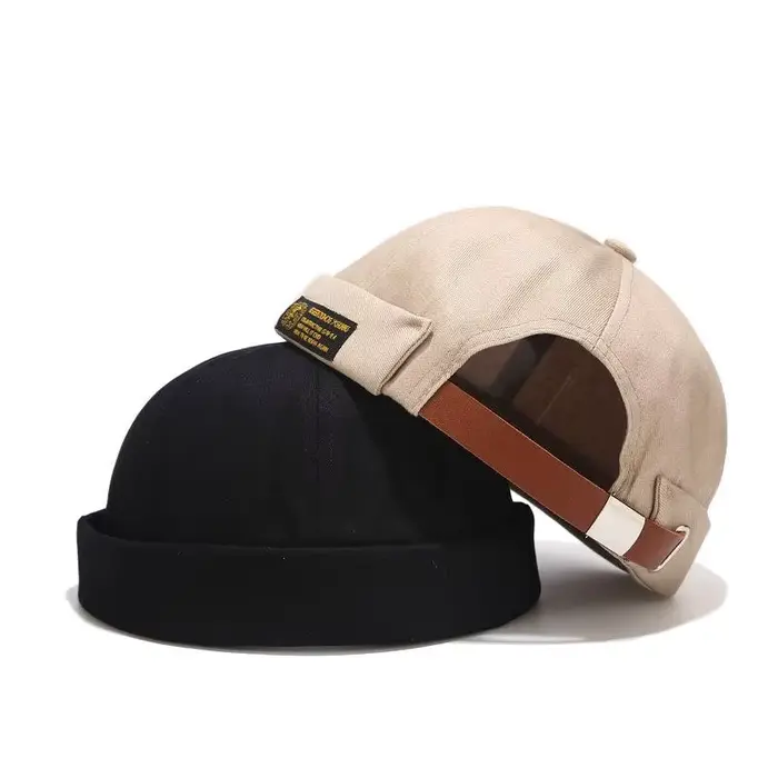 Bocca Docker casquette sans visière casquettes sans bords rétro Skullcap pour hommes femmes couleur unie réglable coton Hip Hop mode chapeau