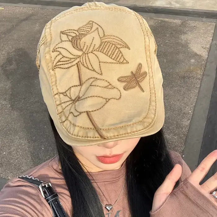 Chapeaux avant brodés Annie chinois rétro pour femmes et hommes, bérets de niche polyvalents, protec