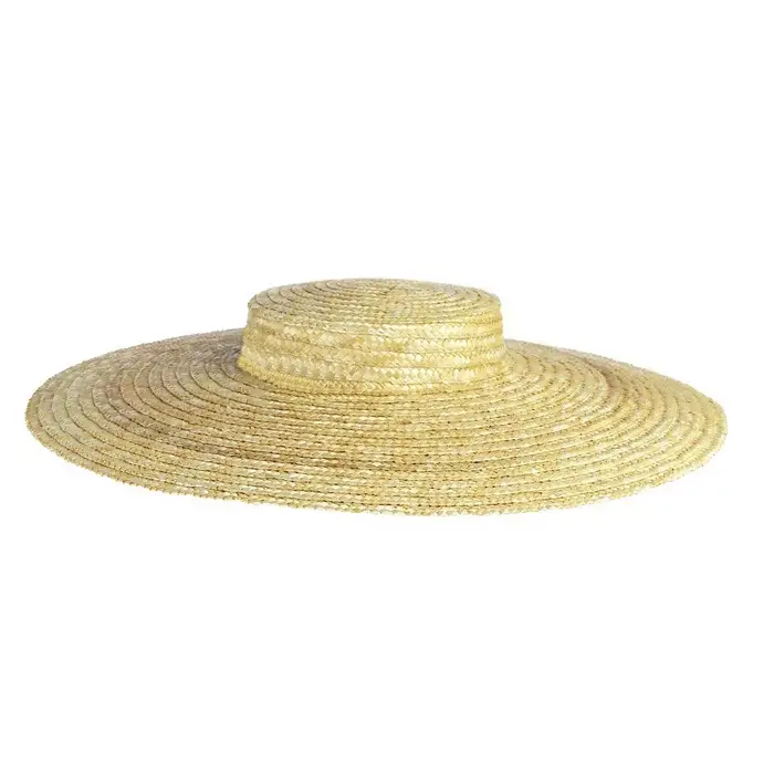 Grand Chapeau de Paille Naturelle pour Femme, Visière de Plage à Large Bord, Élégant, pio, Long Ruba