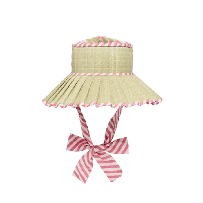 Chapeau de soleil réversible plissé en paille Lorna Murray pour femme, chapeau de plage décontracté