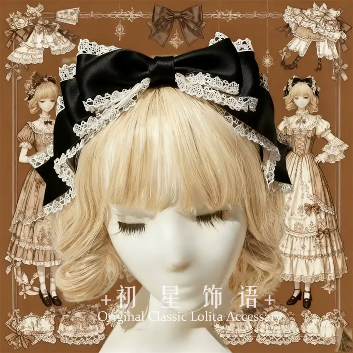 Bandeau Lolita Japonais Élégant à Grand Nœud, Bandeaux Multicolores, Épingle à Cheveux Style Classiq