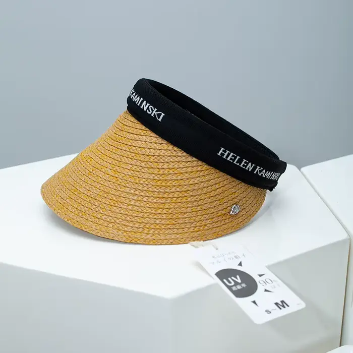 Chapeau Visière en Paille pour Femme avec Pince à Cheveux Intégrée